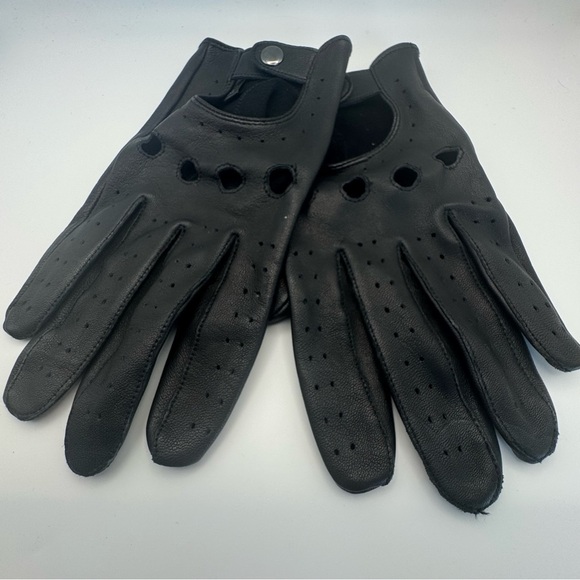Harssidanzar Men’s Leather Driving Gloves XL Black Perforated Classic Retro - Picture 4 of 10